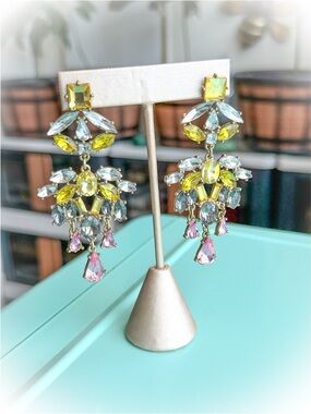 Multicolor Crystal Chandelier Drop Earrings - Women Jewelry